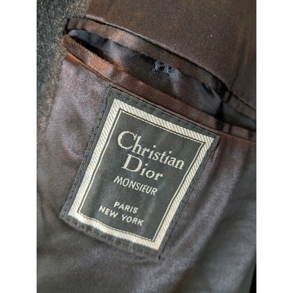 Christian Dior Monsieur Gray 100% Wool Double Breasted Overcoat USA 48R READ - Picture 6 of 16